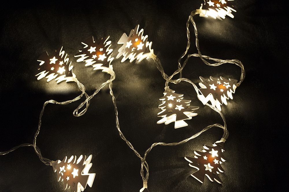 HOLZ Коледно декоративно осветление - бели елхи, 10 LED | Kokiskashop.bg