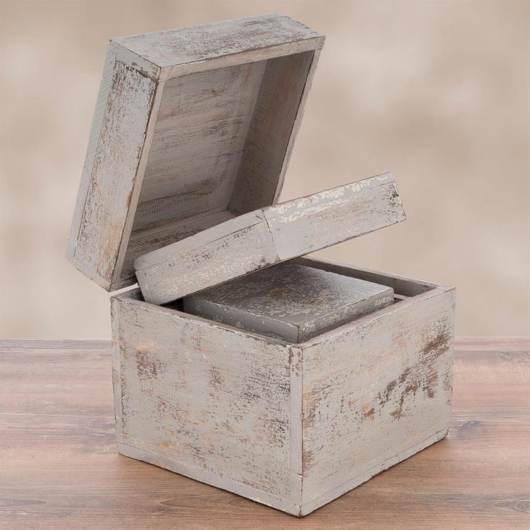 Дървени кутии с капаци, комплект от 3 броя, светло сиви | Kokiskashop.bg